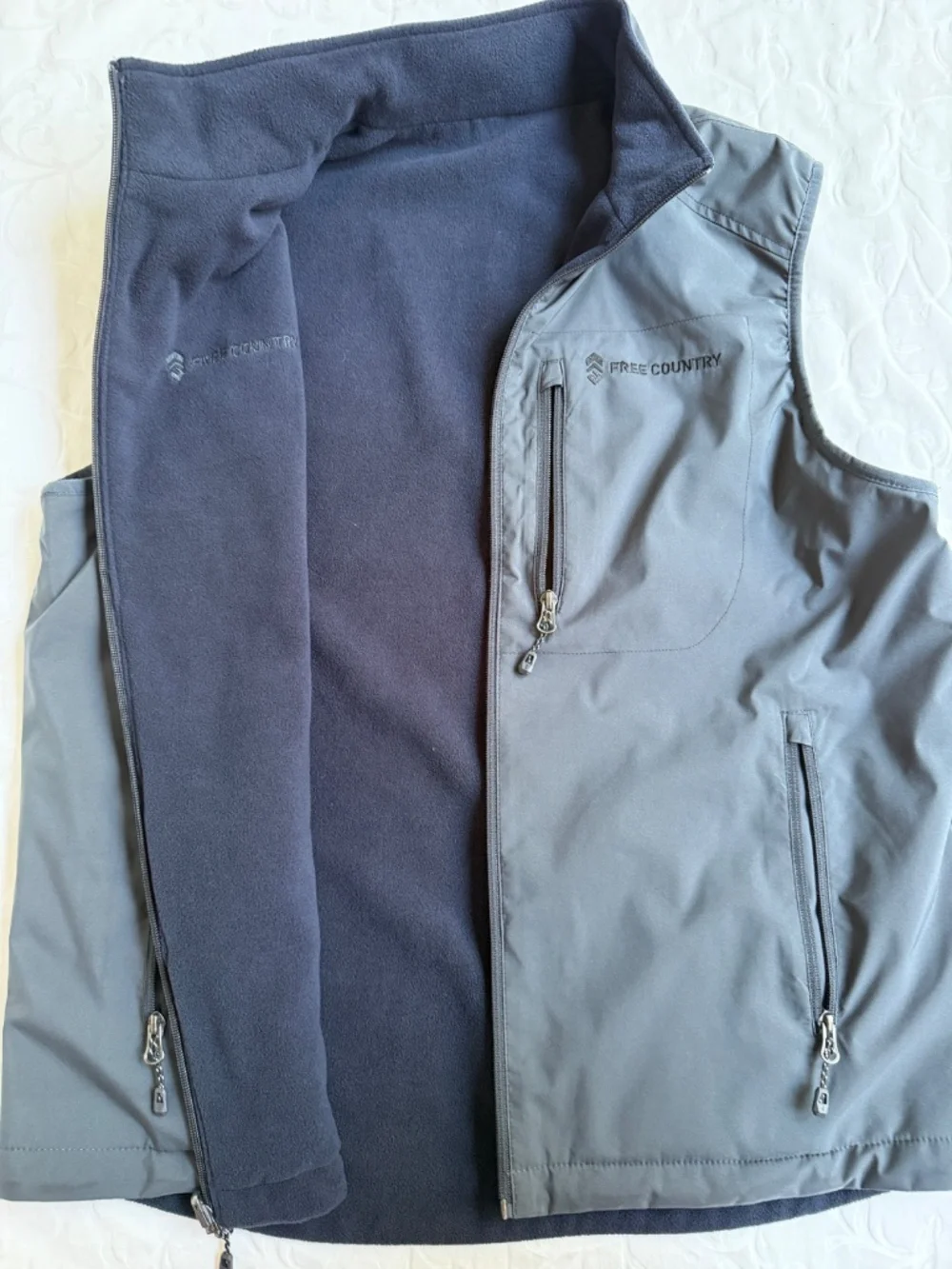 Men's Reversible Fleece-Lined Softshell Vest Free Country Sz M